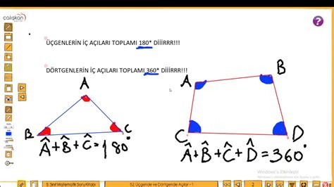 5 SINIF Matematik Üçgende Ve Dörtgende Açılar Soru Çözümü YouTube