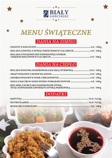 Menu Wigilijne I Wi Teczne Hotel Bia Y Go Ciniec