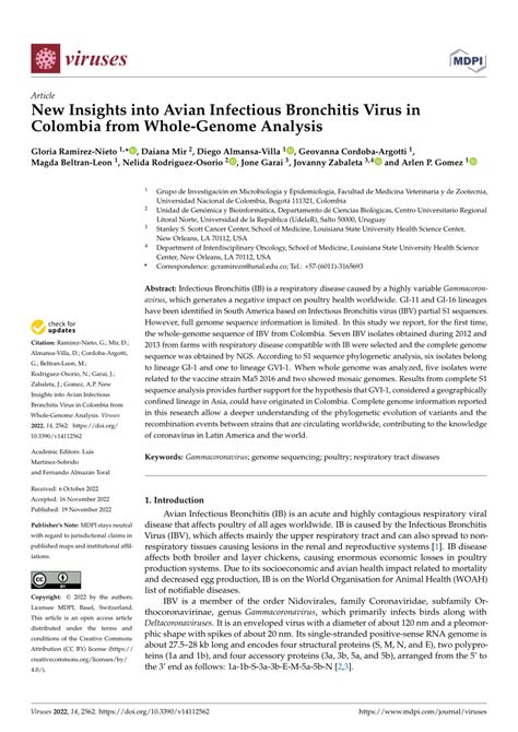 Pdf New Insights Into Avian Infectious Bronchitis Virus In Colombia
