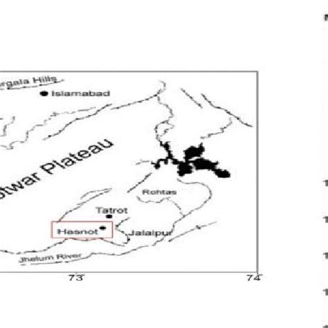 b. Map of Potwar Plateau (northern Pakistan) with fossil sites and... | Download Scientific Diagram