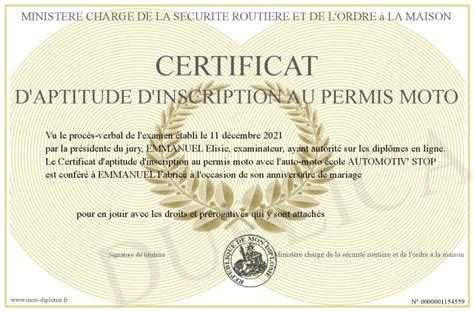 Certificat D Aptitude D Inscription Au Permis Moto