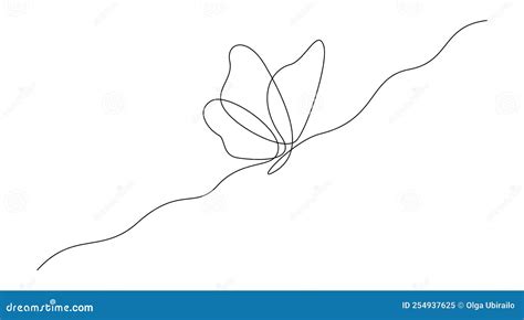 Butterfly In One Continuous Line Drawing Beautiful Flying Moth For