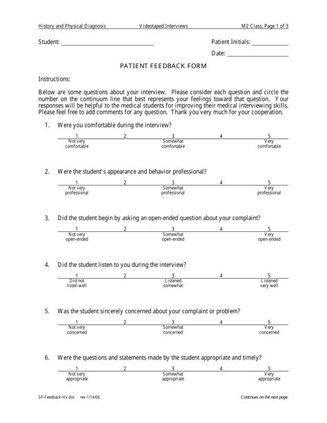 Patient Feedback Form Fifteen Points Fill Out Sign Online And Download Pdf Templateroller