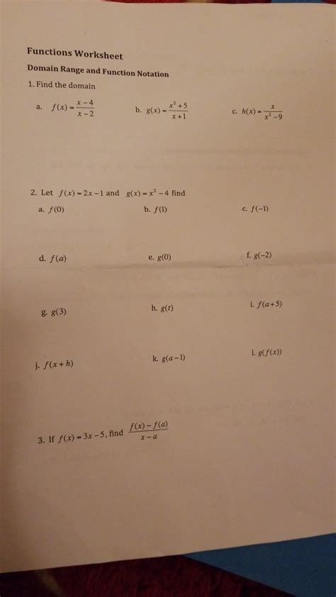 Free Function Notation Worksheet With Answers Download Free Function