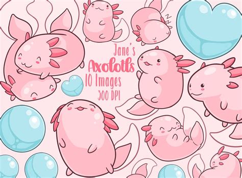 Kawaii Axolotl Clipart | Illustrations ~ Creative Market