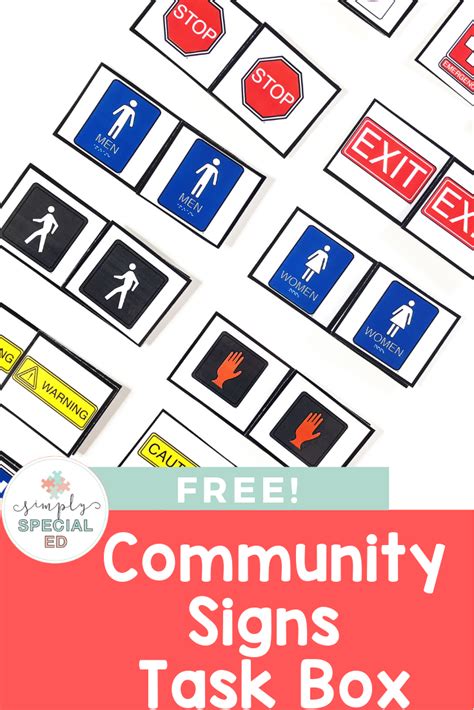 Free Community Signs Task Box Simply Special Ed Éducation Spéciale