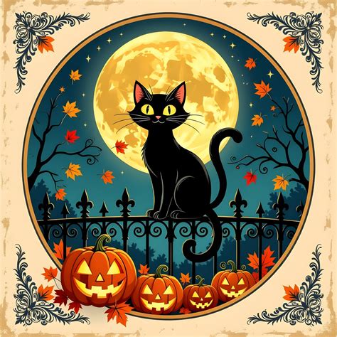 Spooky Black Cat And Pumpkins Under Free Stock Photo - Public Domain