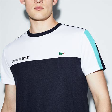 Lacoste Mens Sport Crew Neck Colorblock Piqué Tennis T Shirt Inkwellblack White Xxl Green