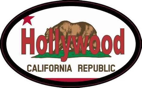 4in x 2.5in Oval Californian Flag Hollywood Sticker