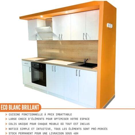 Mueble Alto De Cocina Eco Blanco Brillo L 80 Cm Con 2 Puertas