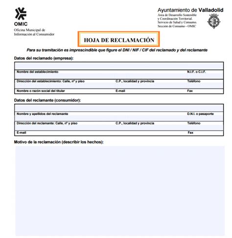 C Mo Rellenar Una Hoja De Reclamaciones Cursosinemweb Es