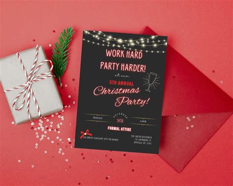 Office Christmas Party Invitation, Work Christmas Party Invitation, Work Holiday Party Invite ...