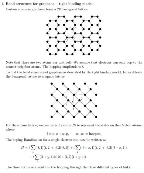 Band Structure For Graphene Tight Binding Model Chegg