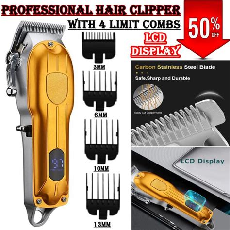 Genuine Professional Barber Hair Clipper / LED Display Rechargeable ...