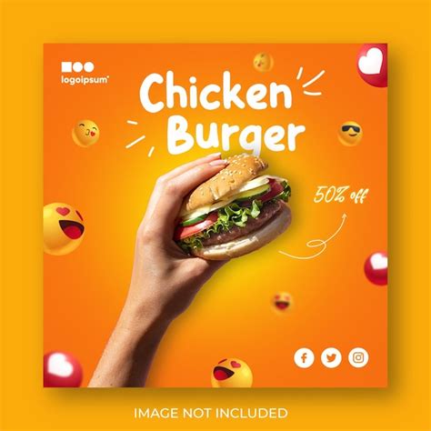 Premium Psd Chicken Burger And Food Menu Social Media Banner Template