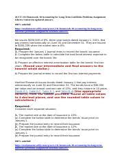 ACCT 211 Homework 10 Accounting For Long Term Liabilities Problems