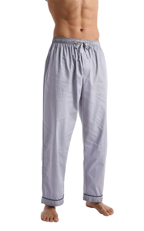 Mens Cotton Long Sleeve Woven Pajama Set Gray With Black Piping Tony And Candice