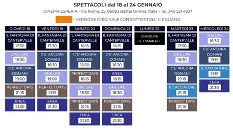 Settimana Cinema Esperia Tutta La Programmazione Dei Film