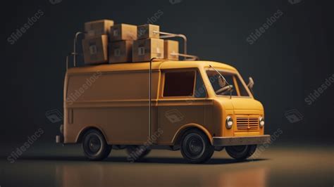 Yellow Delivery Truck With Boxes On Top Powerpoint Background For Free