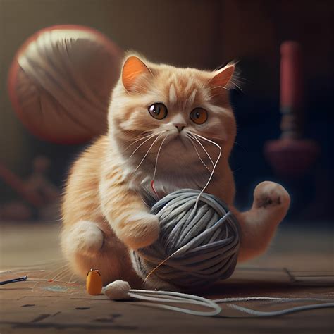 Premium Photo | Cat playing with ball of string