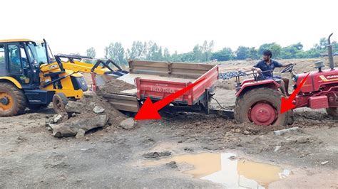 Mahindra Tractor Stuck In Deep Mud Pulling By Jcb Tractor Videos