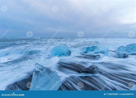 Diamond Beach with Huge Ice Glaciers in Winter in Iceland Stock Photo - Image of icelandic ...