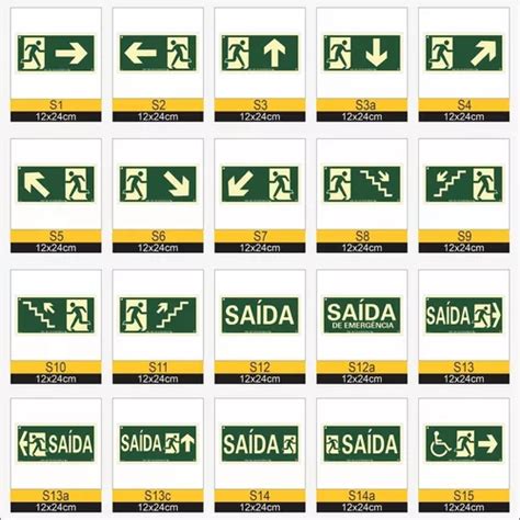 Kit Placas De Sinaliza O De Emerg Ncia Fotoluminescente