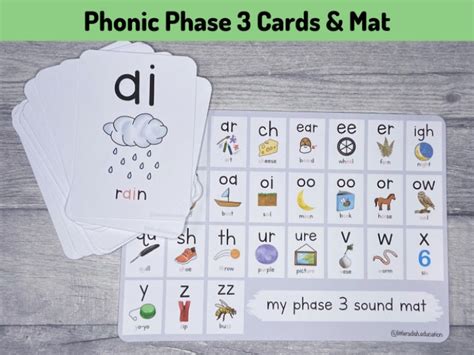 Phonics phase 3 Cards and Sound Mat | Teaching Resources