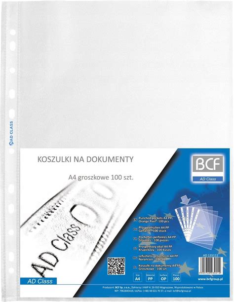 Ad Class Koszulki Groszkowe 100Szt Pp A4 40µm Ceny i opinie