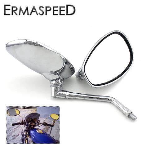 Motorcycle Mirrors 10mm Universal Rear View Mirrors Oval Street Bike