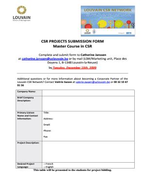 Fillable Online CSR PROJECTS SUBMISSION FORM Fax Email Print PdfFiller