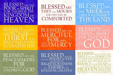 Beatitudes Patchwork Poster Plain Text Stock Illustration