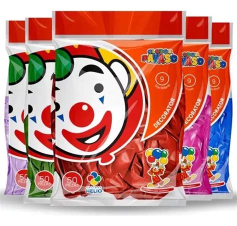 Bolsa De Globos Payaso 50pz Elige Color Para Fiesta Latex 9