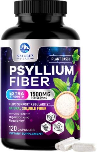 Psyllium Fiber Supplement 1500mg Prebiotic Psyllium Husk Powder Caps Sugar Free 120 Caps