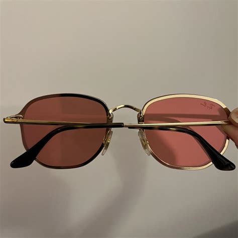 Pink Mirrored Ray Ban Sunglasses With Gold Frame In Depop