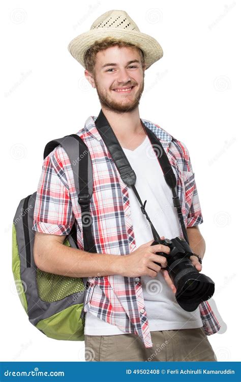 Portrait Of Tourist Over Geiranger Fjord Royalty Free Stock Photo