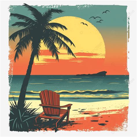 Beach Vacation Retire Retro Sunset, Beach, Retro, Sunset PNG ...