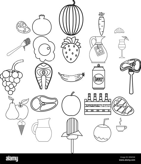 Night food icons set, outline style Stock Vector Image & Art - Alamy