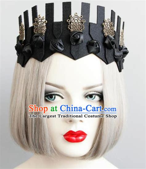 Top Grade Halloween Cosplay Gothic Witch Black Royal Crown Fancy Ball