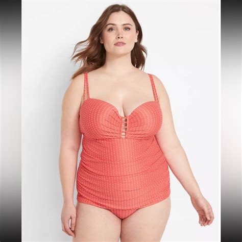 Lane Bryant Swim New Lane Bryant Swim By Cacique Coral Dot