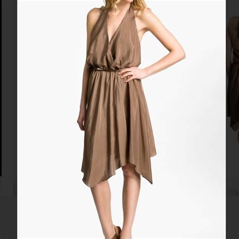 Vince Camuto Brown Silky Halter Dress Dresses Day Dresses Womens