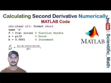 Matlab Code For Calculating Second Derivative Numerically Youtube