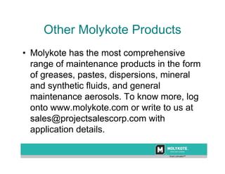 Key Applications Of Molykote Products In Zinc Smelter Ppt