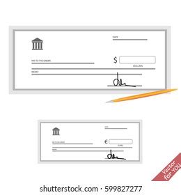 Blank Bank Check Template Stock Vector (Royalty Free) 599827277 ...