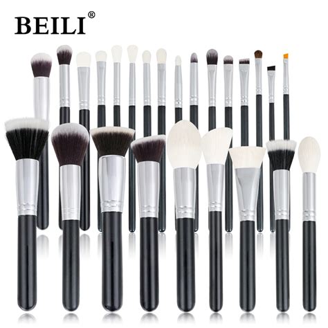 Beili Black 15 25 Pcs Makeup Brushes Set Goat Synthetic Hair Foundation