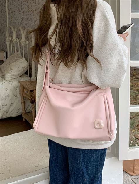 Bolso hobo minimalista medio con diseño de cordón rosado Moda de