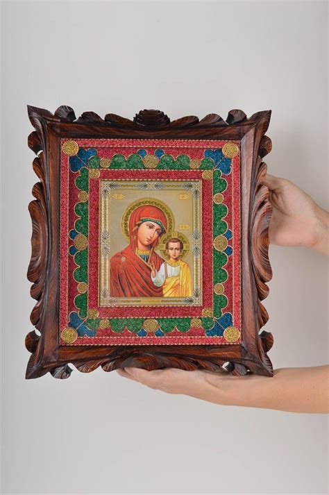 Handmade Icon Framed Icon Orthodox Icon In Wooden Frame Big Icon Of