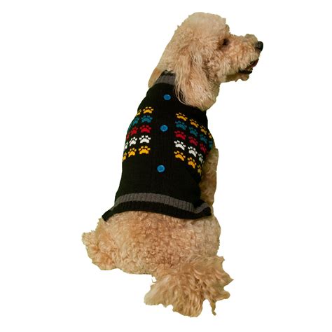 Vibrant Life Fall Black Paw Cardigan Dog Sweater - Walmart.com