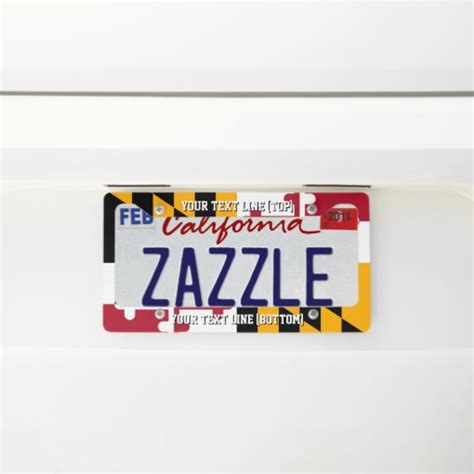 Maryland State Flag Design On A Personalized License Plate Frame Zazzle