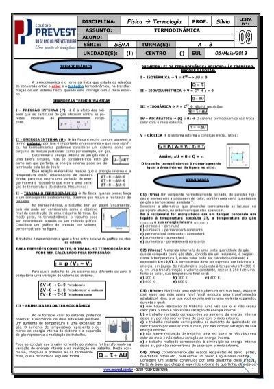 F Sica Termologia S Lvio Lista